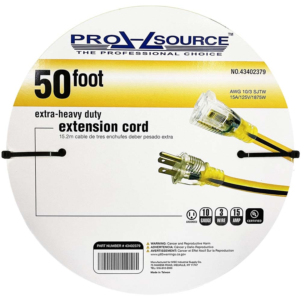 PRO-SOURCE PS-AZB0020 50, 10/3 Gauge/Conductors, Yellow/Black Outdoor Extension Cord Image