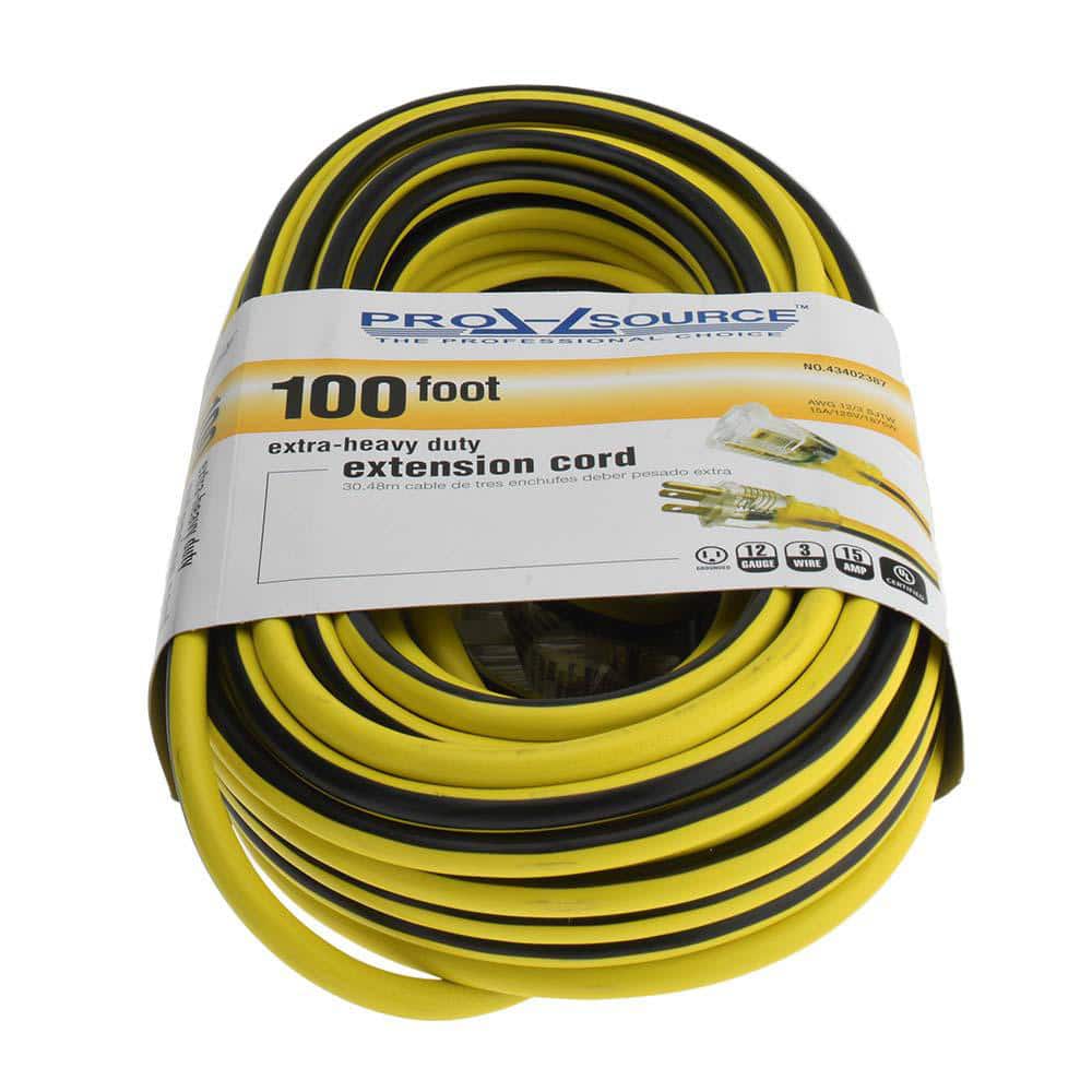 100', 12/3 Gauge/Conductors, Yellow/Black Outdoor Extension Cord