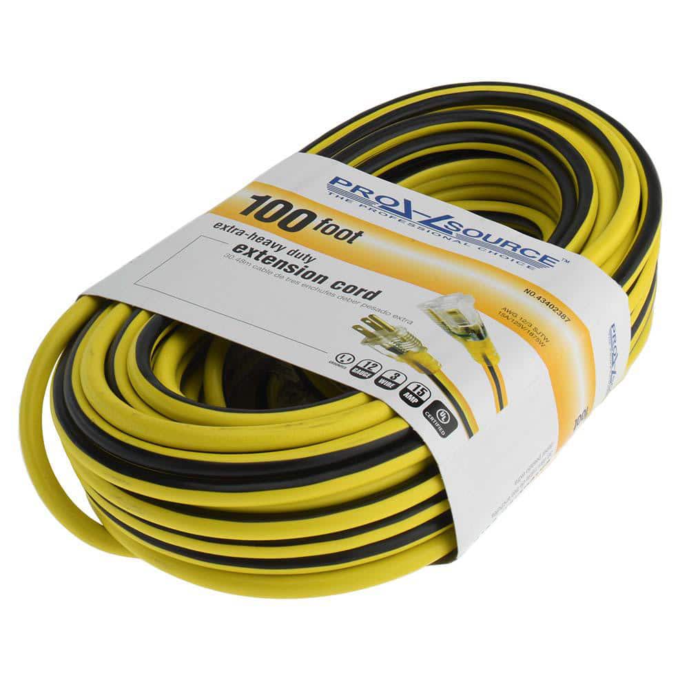 Kenia beest Bully PRO-SOURCE - 100', 12/3 Gauge/Conductors, Yellow/Black Outdoor Extension  Cord - 43402387 - MSC Industrial Supply