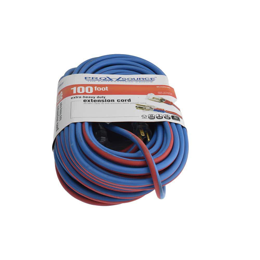 100', 12/3 Gauge/Conductors, Blue/Red Outdoor Extension Cord