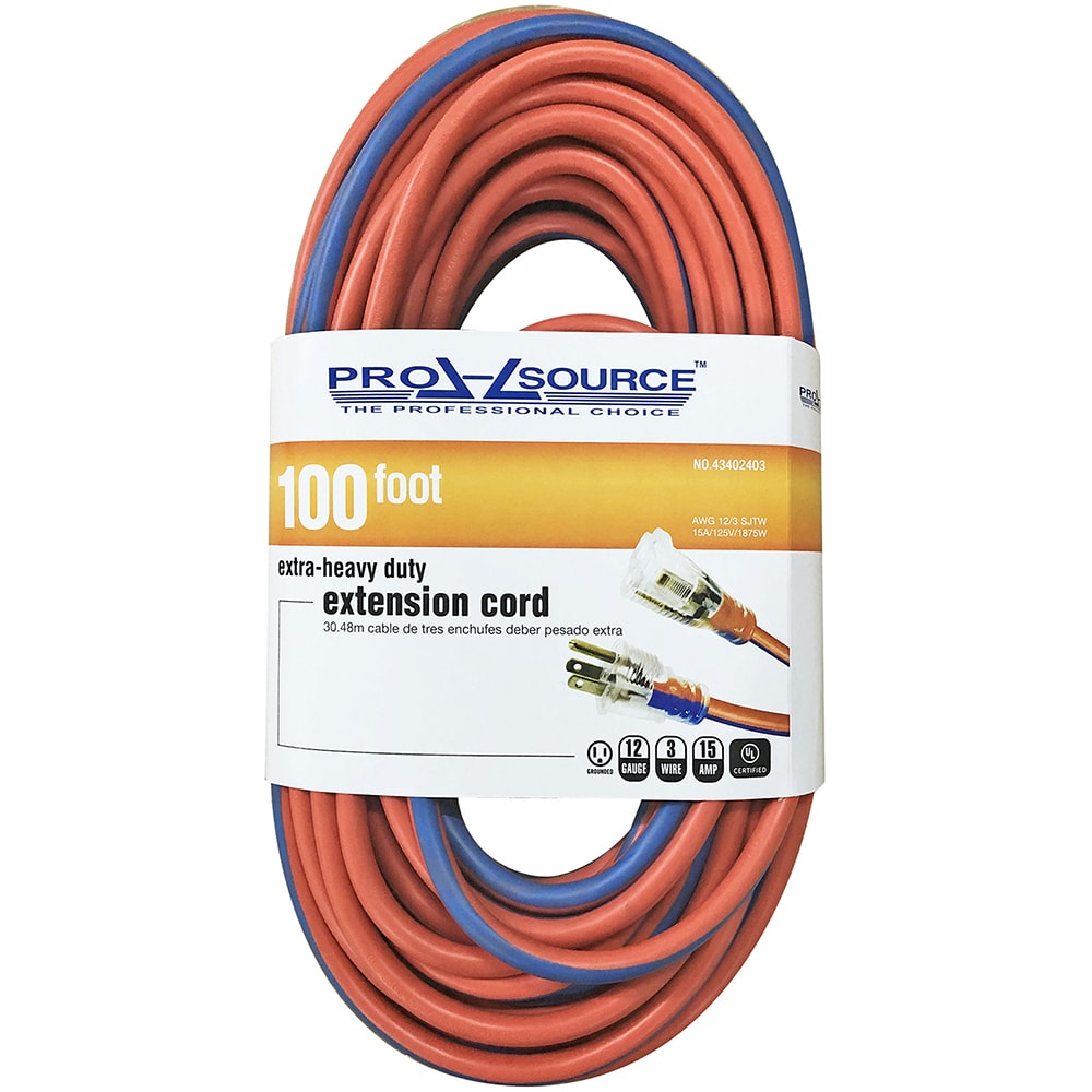 PRO-SOURCE PS-AZB0050 100, 12/3 Gauge/Conductors, Orange/Blue Outdoor Extension Cord Image