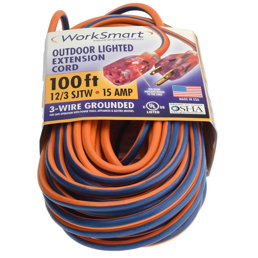 100', 12/3 Gauge/Conductors, Orange/Blue Outdoor Extension Cord
