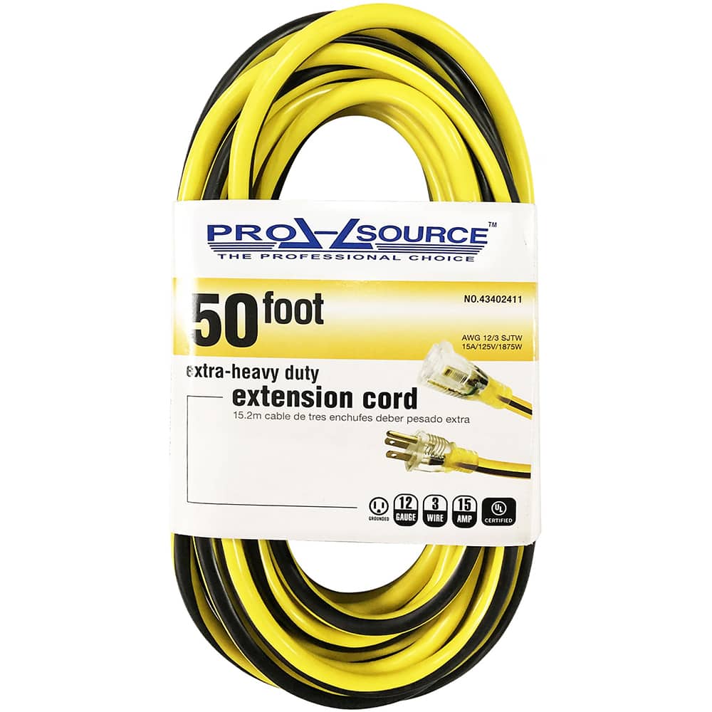 50', 12/3 Gauge/Conductors, Yellow/Black Outdoor Extension Cord