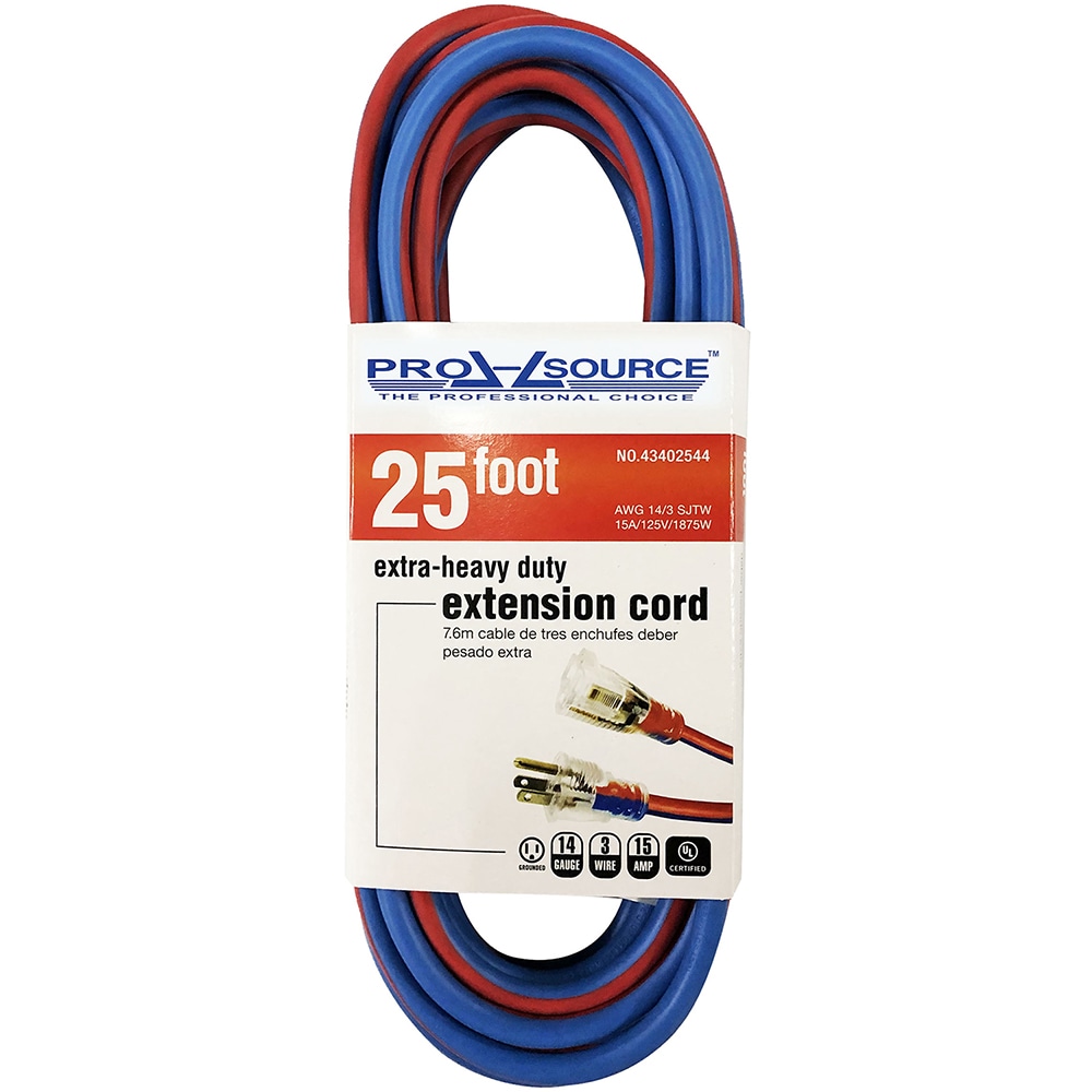 PRO-SOURCE PS-AZB0160 25, 14/3 Gauge/Conductors, Blue/Red Outdoor Extension Cord Image