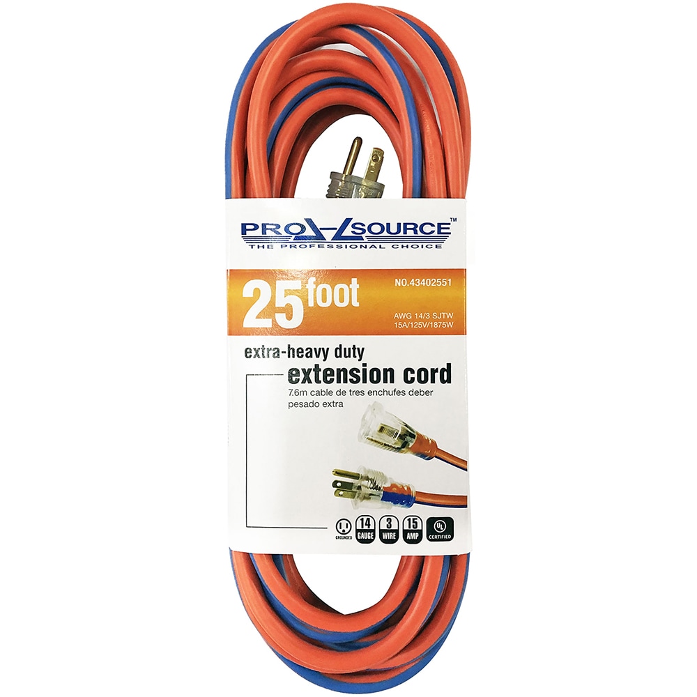 PRO-SOURCE PS-AZB0170 25, 14/3 Gauge/Conductors, Orange/Blue Outdoor Extension Cord Image