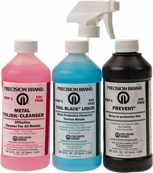 1 Pint Bottle Tool Black Liquid Kit - 1 Pint Tool Black Liquid, 1 Pint Metal Polish Cleanser and 1 Pint Prevent