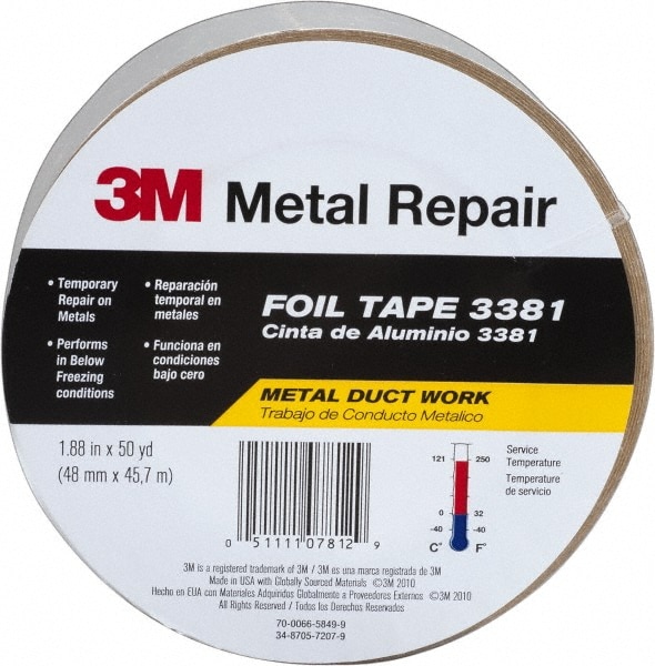 Intertape Silver Aluminum Foil Tape: 60 yd Long, 3 Wide, 5 Mil Thick MPN:ALF3000360