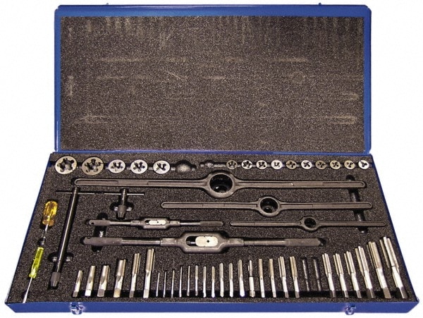 Cle-Line C00533 Tap & Die Set: 1/8-27 Taps, 1/4-20 to 1/2-20 Dies, NPT, UNC & UNF 