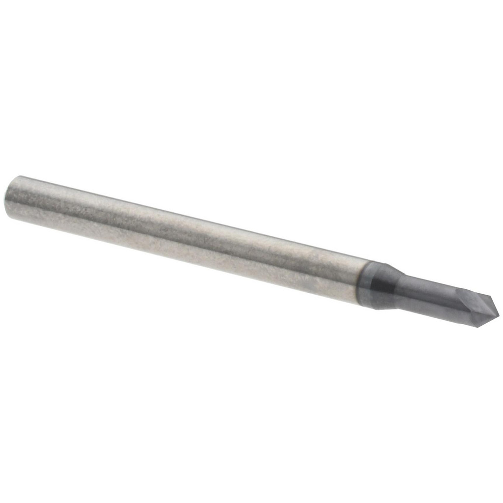Harvey Tool Chamfer Mill: 3/32" Dia, 90 deg, 2 Flute, 1/8" Shank Dia, Solid Carbide, Single End - 1-1/2" OAL, AlTiN Coated | Part #995345-C3