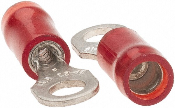 D Shaped Ring Terminal: Partially Insulated, 22 to 18 AWG, Crimp Connection