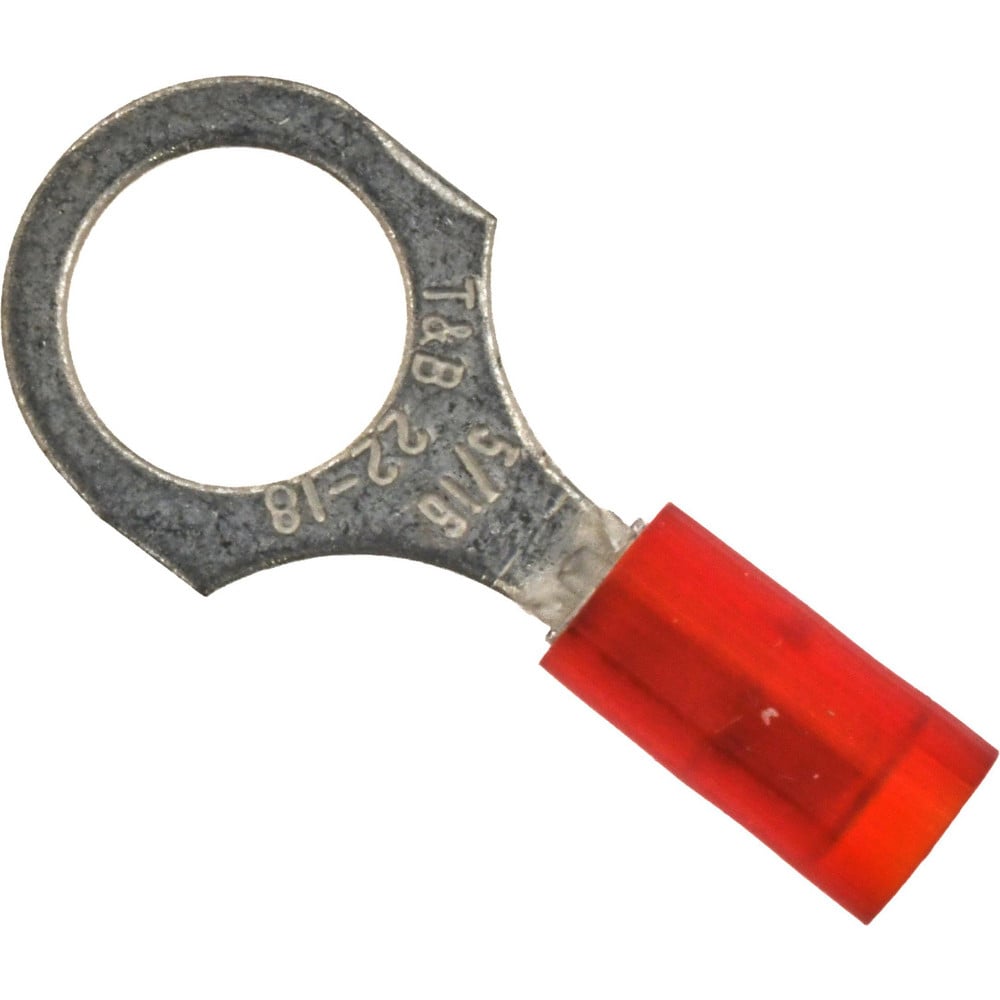 D Shaped Ring Terminal: Partially Insulated, 22 to 18 AWG, Crimp Connection
