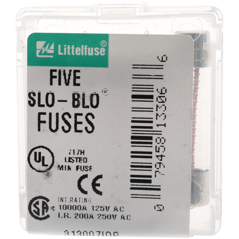 Cartridge Time Delay Fuse: 7 A, 1-1/4" OAL, 1/4" Dia