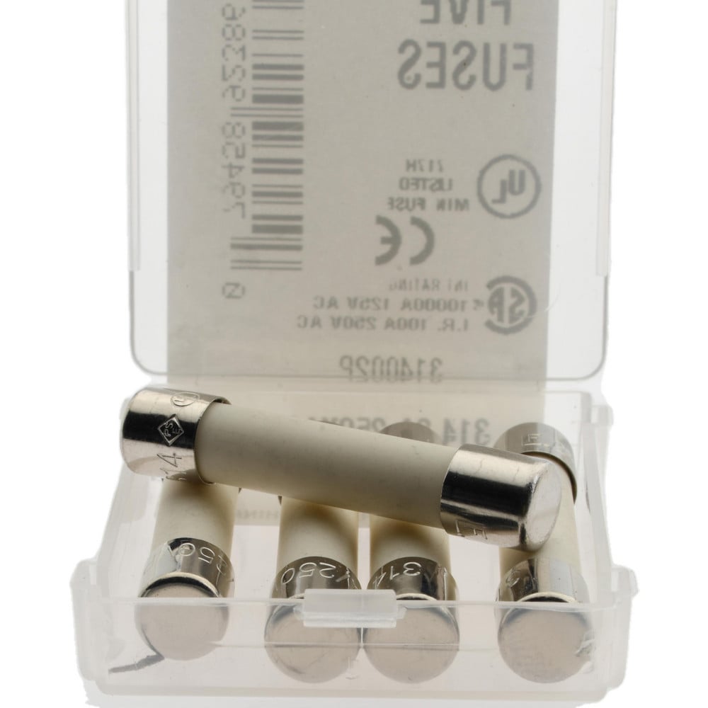 Cartridge Fast-Acting Fuse: 2 A, 1-1/4" OAL, 1/4" Dia