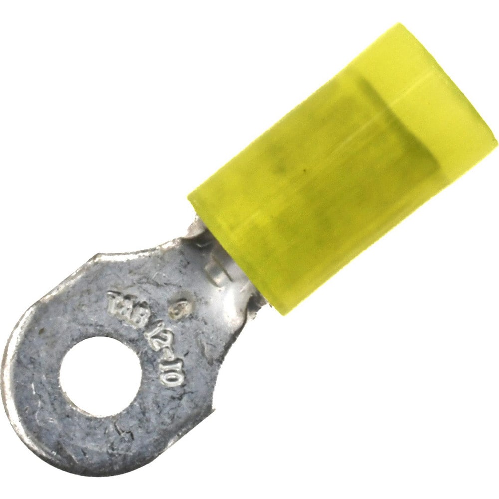 D Shaped Ring Terminal: Partially Insulated, 16 to 14 AWG, Crimp Connection