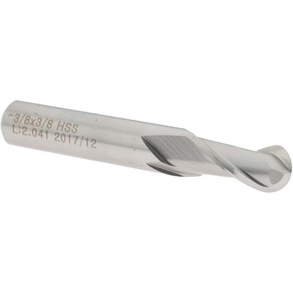 Value Collection BD-27794 Ball End Mill: 0.375" Dia, 0.75" LOC, 2 Flute, High Speed Steel Image