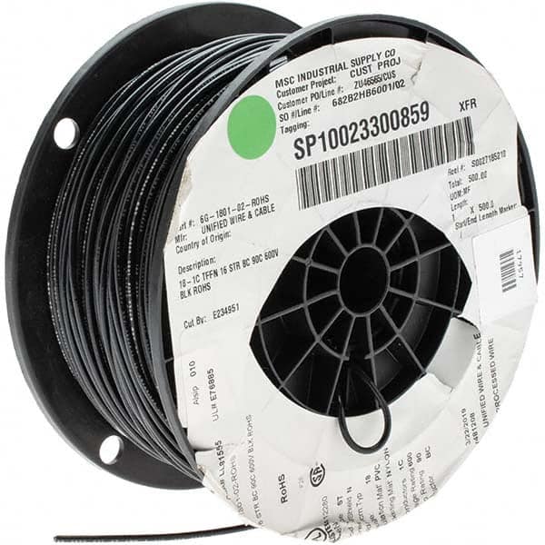 TFFN, 18 AWG, 7 Amp, 500' Long, Stranded Core, 16 Strand Building Wire