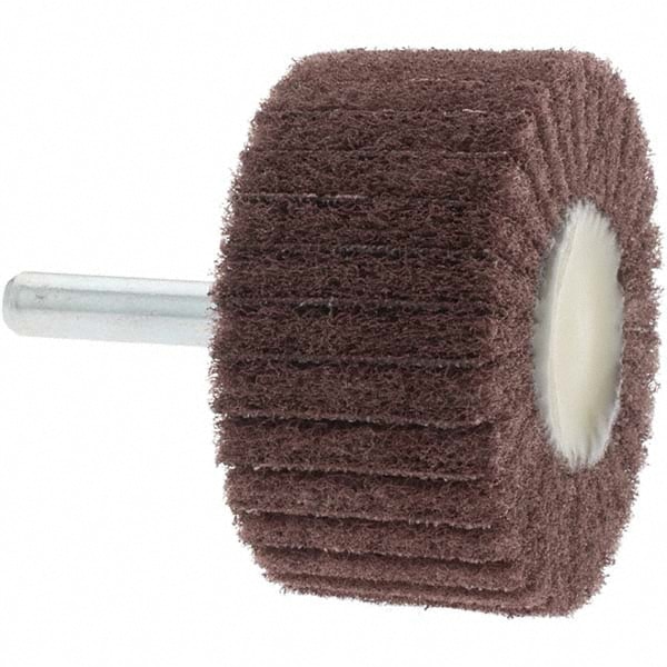 Mounted Flap Wheel: 2" Dia, 1" Face Width, 60 Grit, Aluminum Oxide