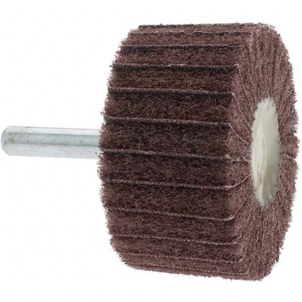 Mounted Flap Wheel: 2" Dia, 1" Face Width, 80 Grit, Aluminum Oxide