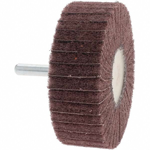 Mounted Flap Wheel: 3" Dia, 1" Face Width, 80 Grit, Aluminum Oxide