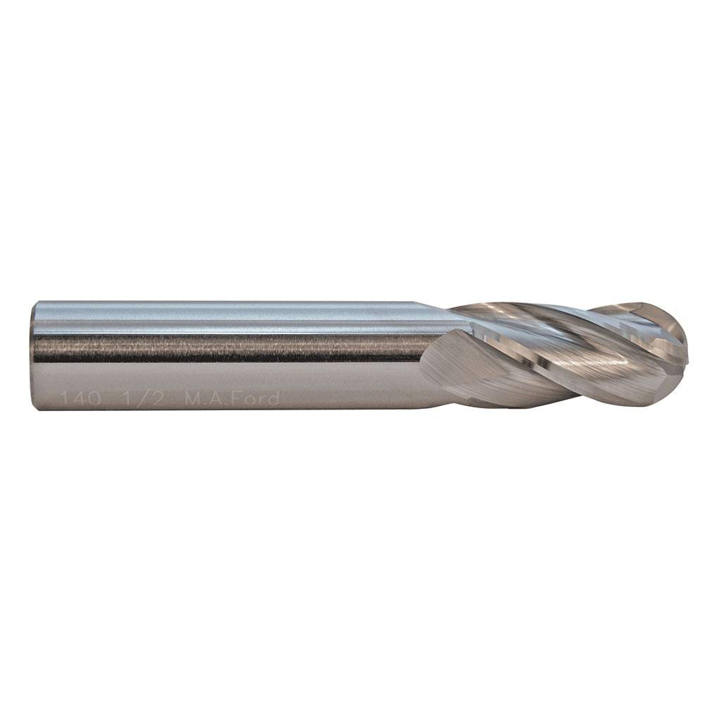 M.A. Ford. 14050000A Ball End Mill: 0.5" Dia, 1" LOC, 4 Flute, Solid Carbide Image