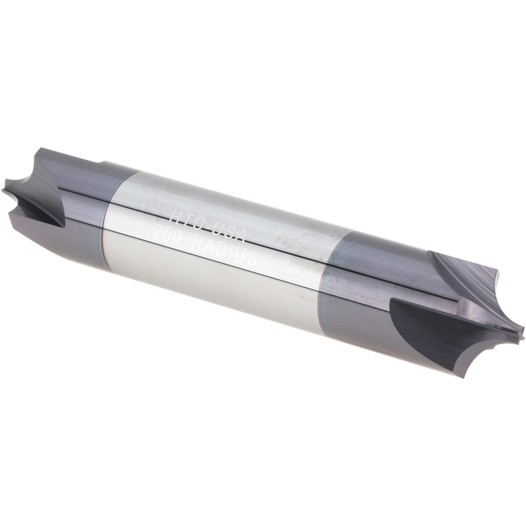 Harvey Tool Corner Rounding End Mill: 1/4" Radius, 5/8" Dia, 4 Flutes, Solid Carbide - 5/8" Shank Dia, AlTiN Coated, Double End | Part #68250-C3