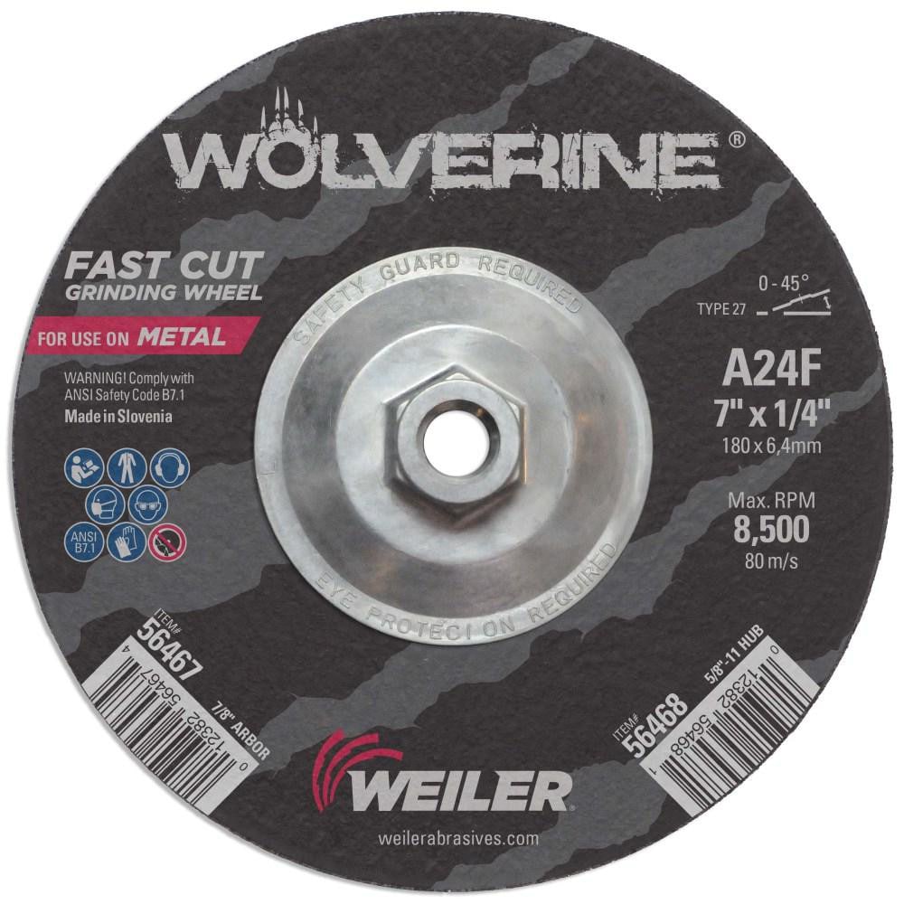 Depressed Center Wheel: Type 27, 7" Dia, Aluminum Oxide