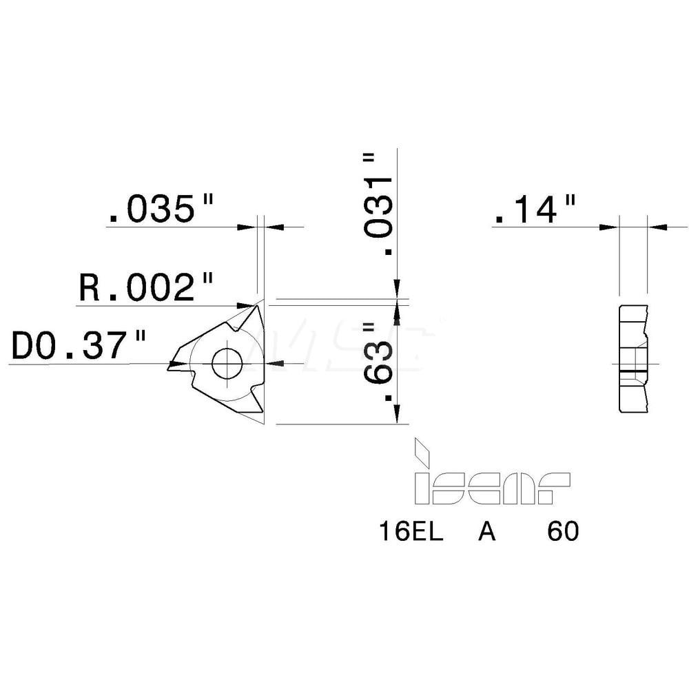 Iscar - Laydown Threading Insert: 16ELA60 IC50M, Carbide | MSC Direct