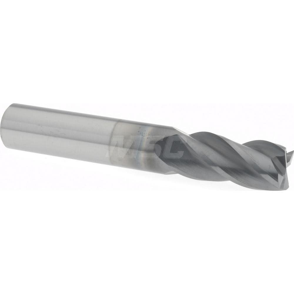 Square End Mill: 9/16'' Dia, 1-1/4'' LOC, 9/16'' Shank Dia, 3'' OAL, 4 Flutes, Solid Carbide