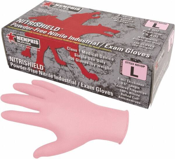 MCR SAFETY 6010PS Disposable Gloves: Size Small, 4 mil, Nitrile 