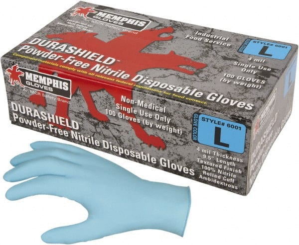 MCR SAFETY 6001XXXL Size 3XL, 4 mil, Industrial Grade, Powder Free Nitrile Disposable Gloves 