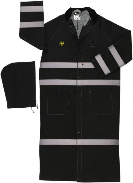 MCR SAFETY FR267CRL Rain Jacket: Size Large, Black, Polyester 