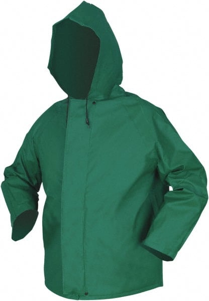 MCR SAFETY 388JHX2 Rain Jacket: Size 2X-Large, Green, Nylon & Polyvinylchloride 