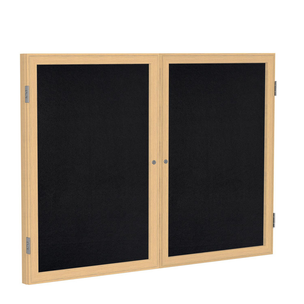 Ghent 48" Wide x 36" High Enclosed Cork Bulletin Board - Rubber, Black | Part #PW23648TR-BK