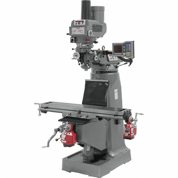 Jet 9" x 49" Knee Milling Machine: 3 hp, Variable Speed Pulley, 3 Phase - 60 to 4,200 RPM, R8 Spindle Taper | Part #690009
