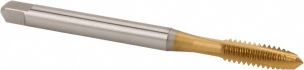 Spiral Point Tap: 1/2-13, UNC, 3 Flutes, Plug, 3B, High Speed Steel, TiN Finish