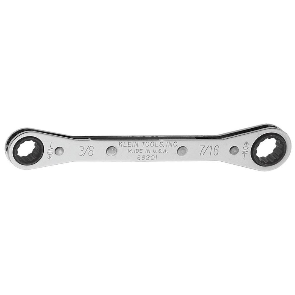 Offset Box End Wrench: 3/8 x 7/16", 12 Point, Double End