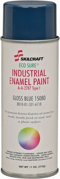Enamel Spray Paint: Blue, Gloss, 16 oz