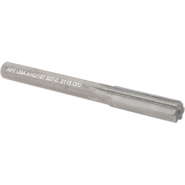 Alvord Polk 8129 Chucking Reamer: 0.3115" Dia, 3-1/4" OAL, 1-1/8" Flute Length, Straight Shank, Solid Carbide Image