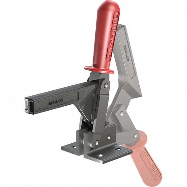 Manual Hold-Down Toggle Clamp: Vertical, 696.91 lb Capacity, Solid Bar, Flanged Base - 159 deg Handle Movement, 89 deg Bar Opening, Forged Alloy Steel