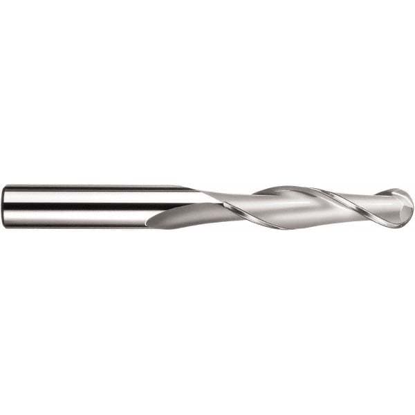 Ball End Mill: 0.7874" Dia, 2.9528" LOC, 2 Flute, Solid Carbide