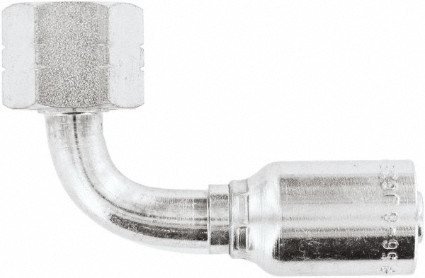 Hydraulic Hose Female BSP Parallel Pipe Swivel 90 ° Elbow 60 ° Cone Fitting: 6 mm, 3/8-19, 8,000 psi