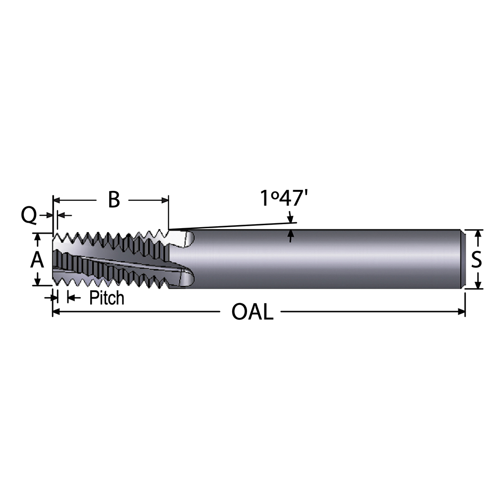 Flute Threads Scientific Cutting Tools - Helical Flute Thread Mill: 1/2-143/4-14 ...