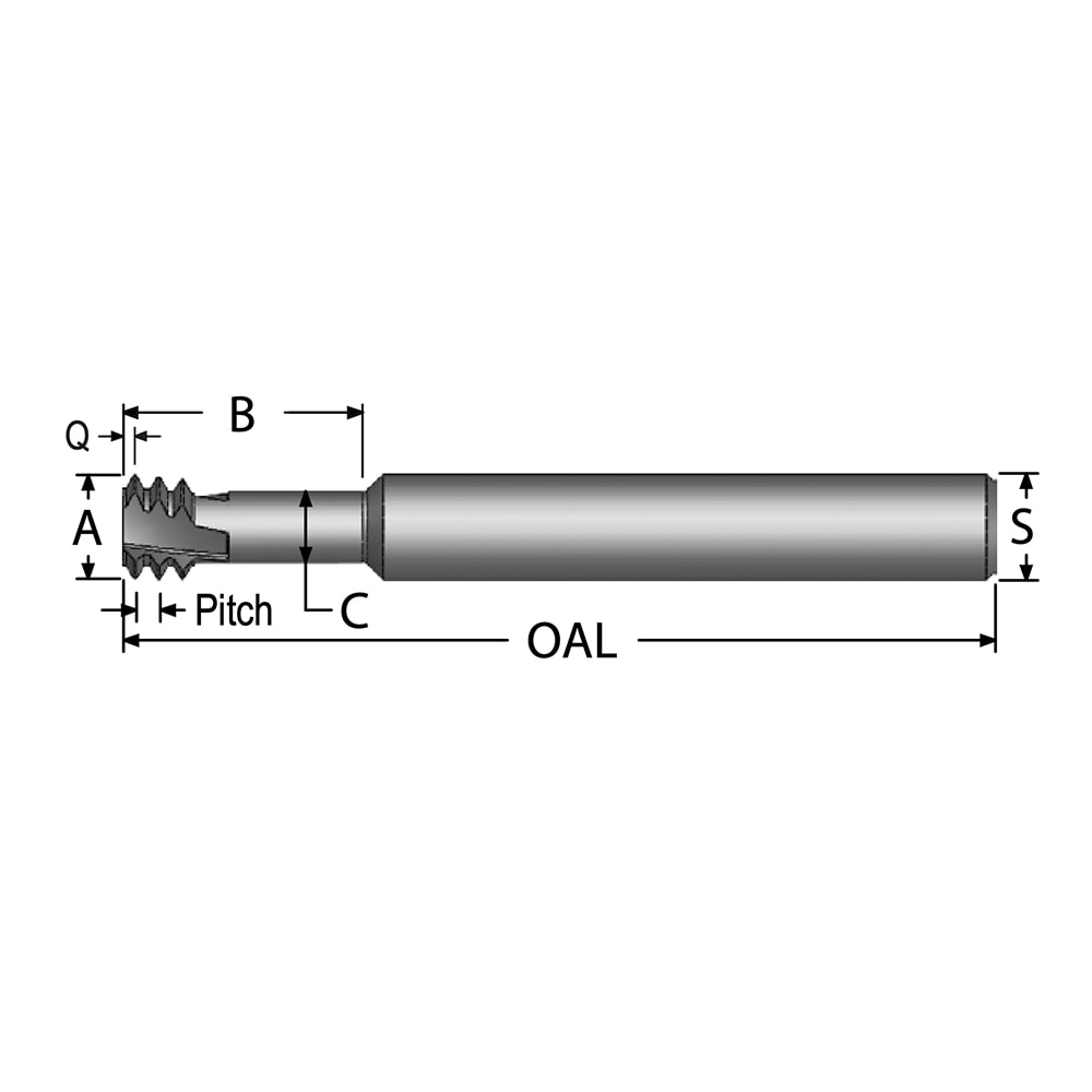 Scientific Cutting Tools TMLR100-40 Helical Flute Thread Mill: #6-40, Internal, 3 Flute, 1/4" Shank Dia, Solid Carbide Image