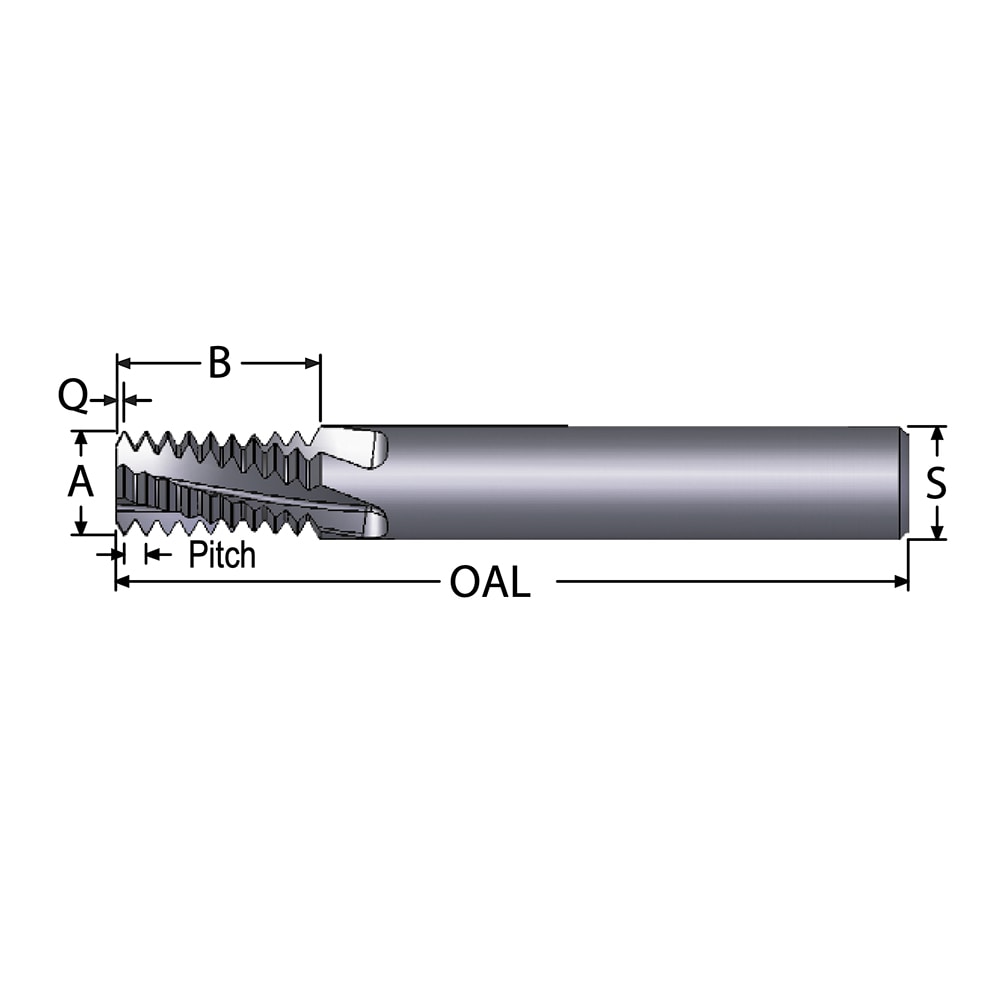 Scientific Cutting Tools TMI370-32H Helical Flute Thread Mill: 9/16-32, Internal, 4 Flute, 3/8" Shank Dia, Solid Carbide Image