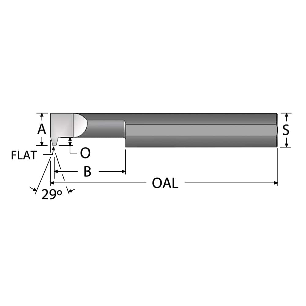 Single Point Theading Tool: 0.49 Min Thread Dia, 6 TPI, 1 Cut Depth,  Internal, Solid Carbide