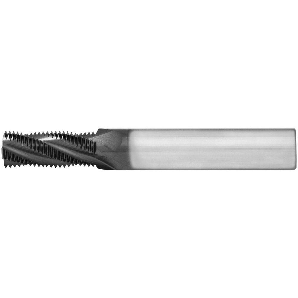Helical Flute Thread Mill: 1/4-28, Internal/External, 3 Flute, 1/4" Shank Dia, Solid Carbide
