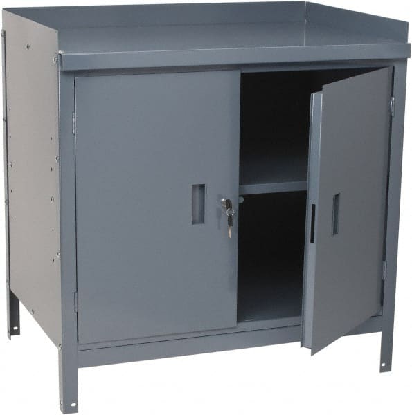 Stationary Combination Storage Cabinet & Work Table: 36" Wide, 24" Deep, 34" High