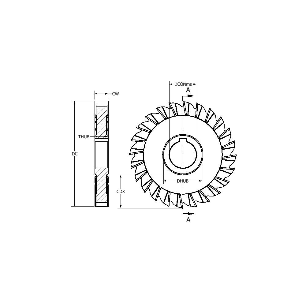 Keo Side Milling Cutter 2" Cutter Dia, 3/16" Cutting Width, 1/2