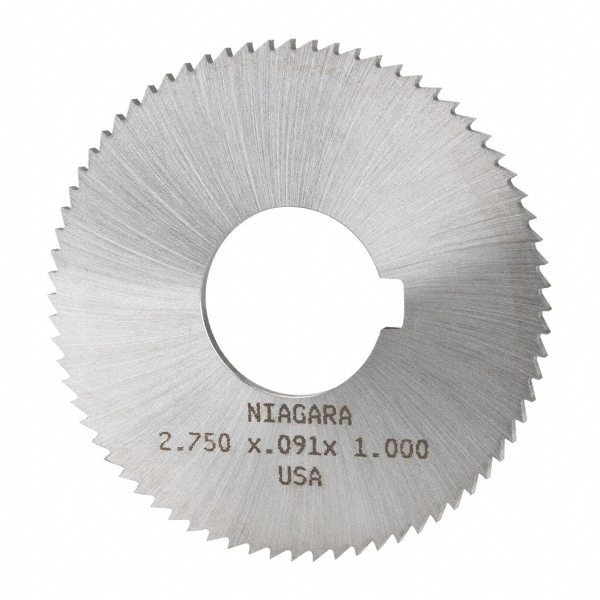 Slitting & Slotting Saw: 2-3/4" Dia, 0.091" Thick, 1" Arbor Hole, 72 Teeth, High Speed Steel