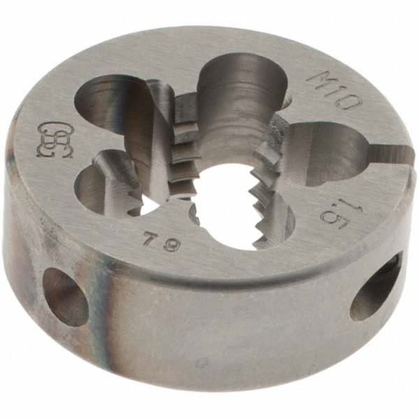 Round Die: M10x1.5, 1" OD, High Speed Steel